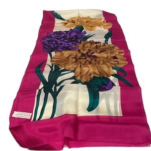Vintage Adrienne Vittadini Floral Silk Scarf.